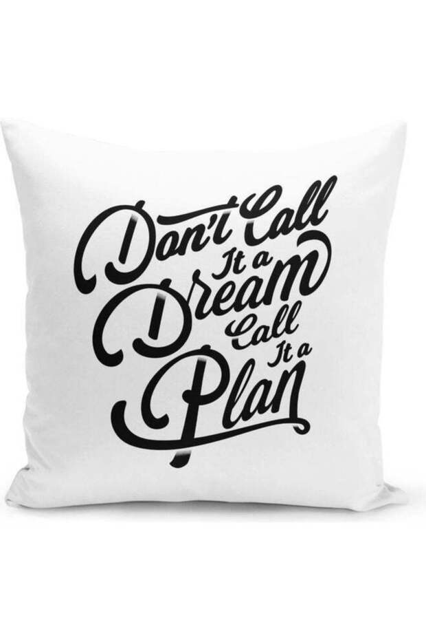 Plan Quote Printed Decorative Throw Pillow White/Black 40x40cm