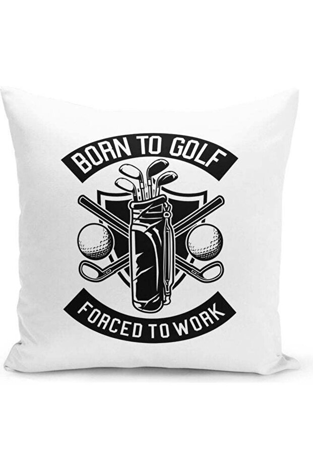 Golf Themed Decorative Throw Pillow White/Black 40x40cm