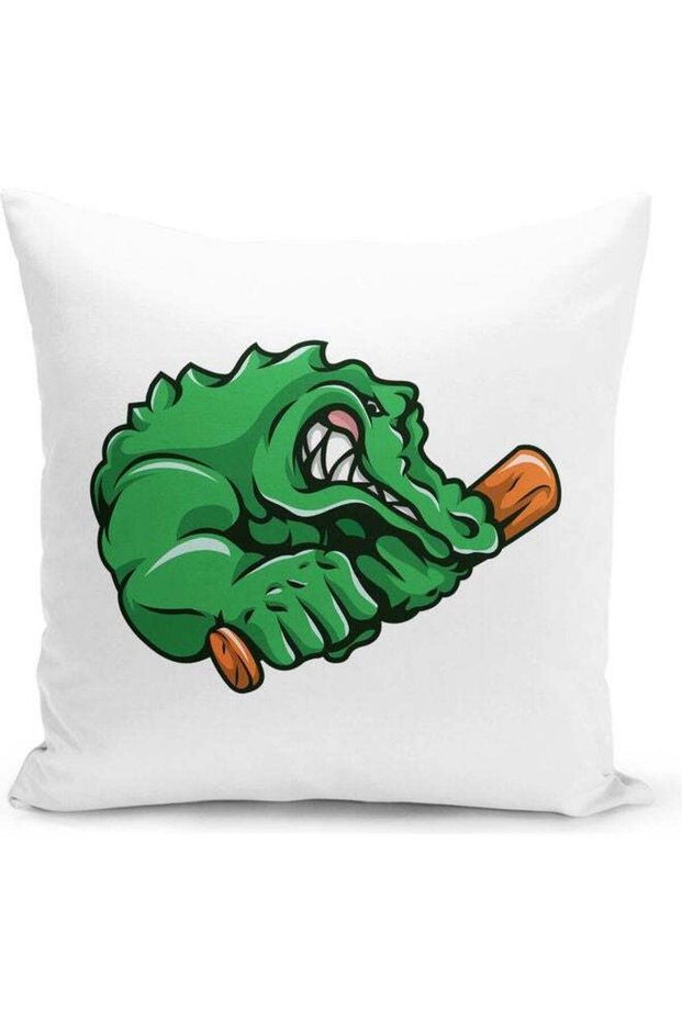 Angry Alligator Design Decorative Pillow Multicolour