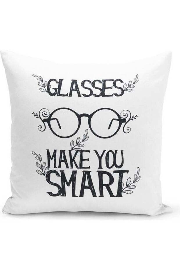 Glasses Make You Smart Quotes Print Decorative Throw Pillow White/Black