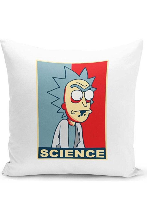 Funny Rick And Morty Hope Poster Themed Throw Pillow White/Blue/Red 16x16inch
