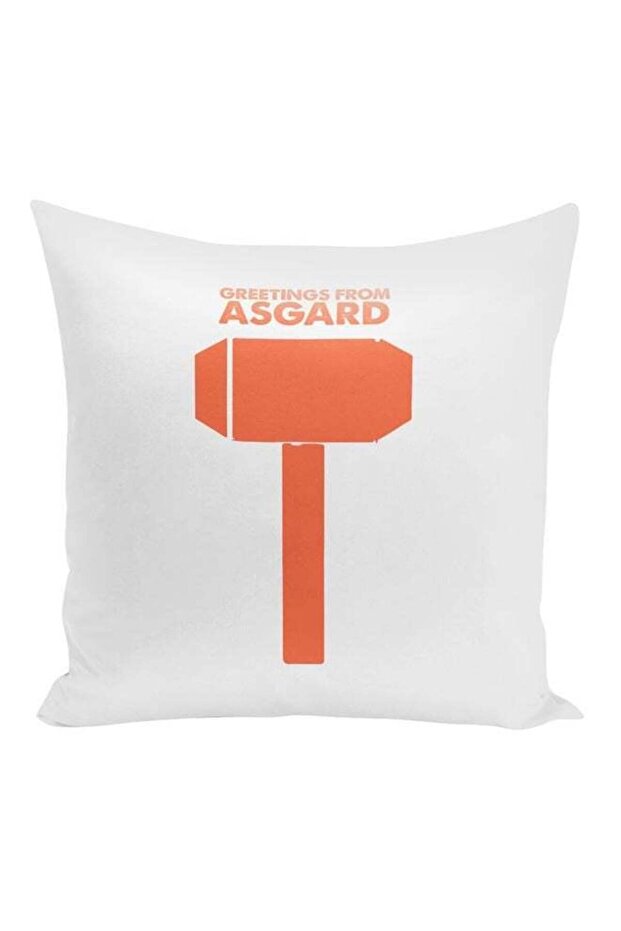 Thor Hammer Printed Decorative Pillow White/Orange 16x16inch