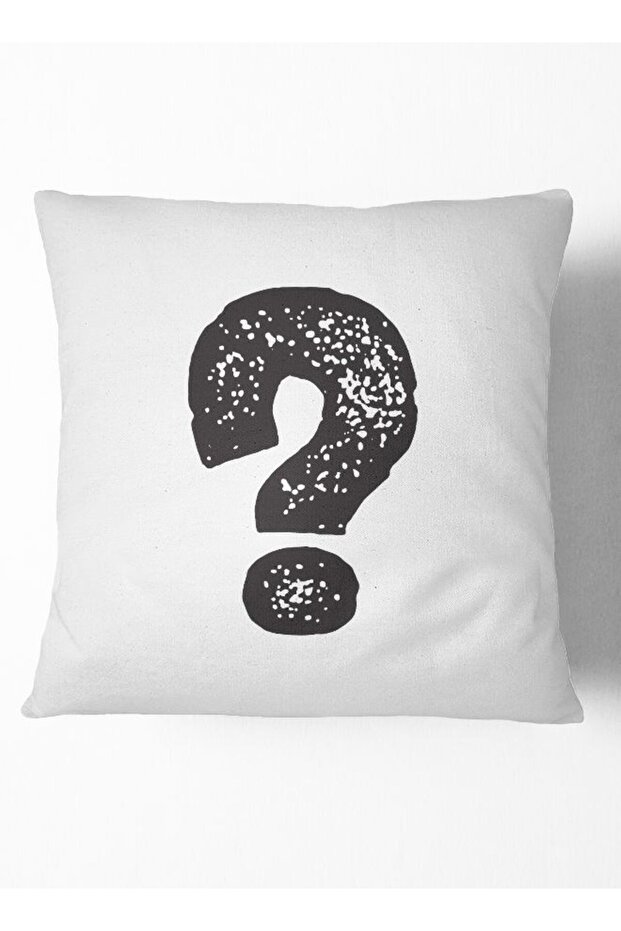 Question Mark Print Throw Pillow White/Black 16 x 16inch