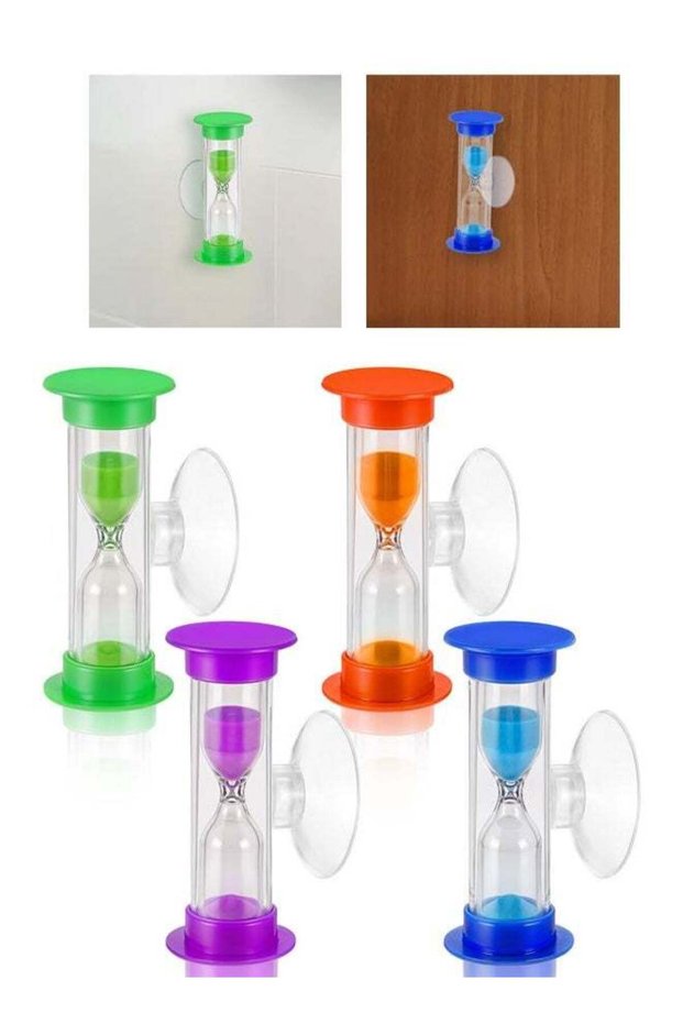 4PCS Sand Timer Toothbrush Timer with Suction Cup, 3 Minutes Sand Timer Rotatable Hourglass Sandgla