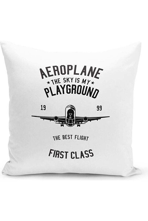 Sky Is My Playground Quotes Printed Pillow White/Black