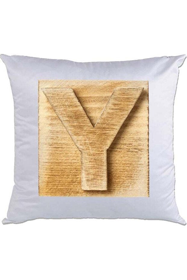 Y-Printed Decorative Pillow White/Brown 40 x 40cm