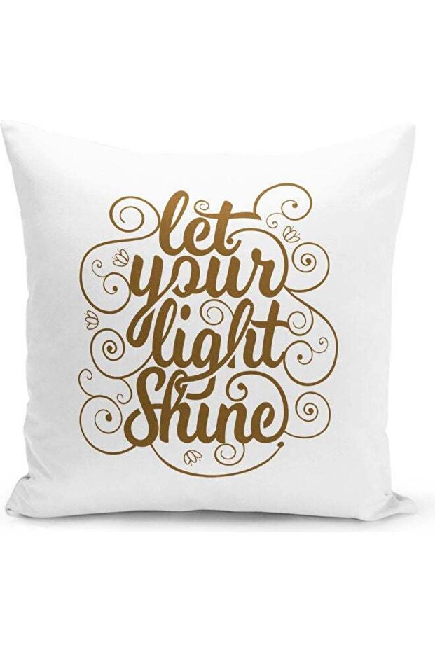 Let Your Light Shine Quote Themed Decorative Throw Pillow White/Grey 40x40cm