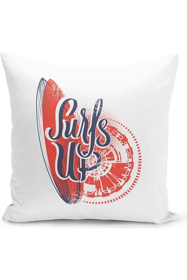 Surf Up Themed Decorative Throw Pillow White/Red/Blue 40x40cm