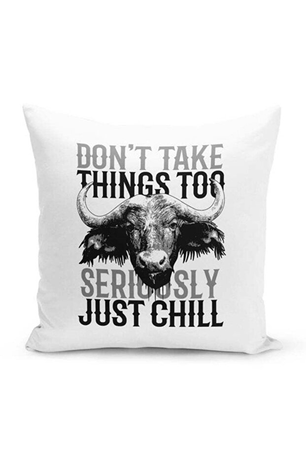 Just Chill Quote Decorative Pillow White/Black