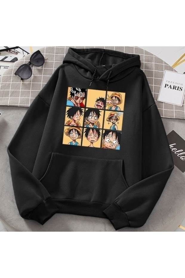 One Piece Printed Premium Oversize Hooded 3 Thread Cotton Sweatshirt