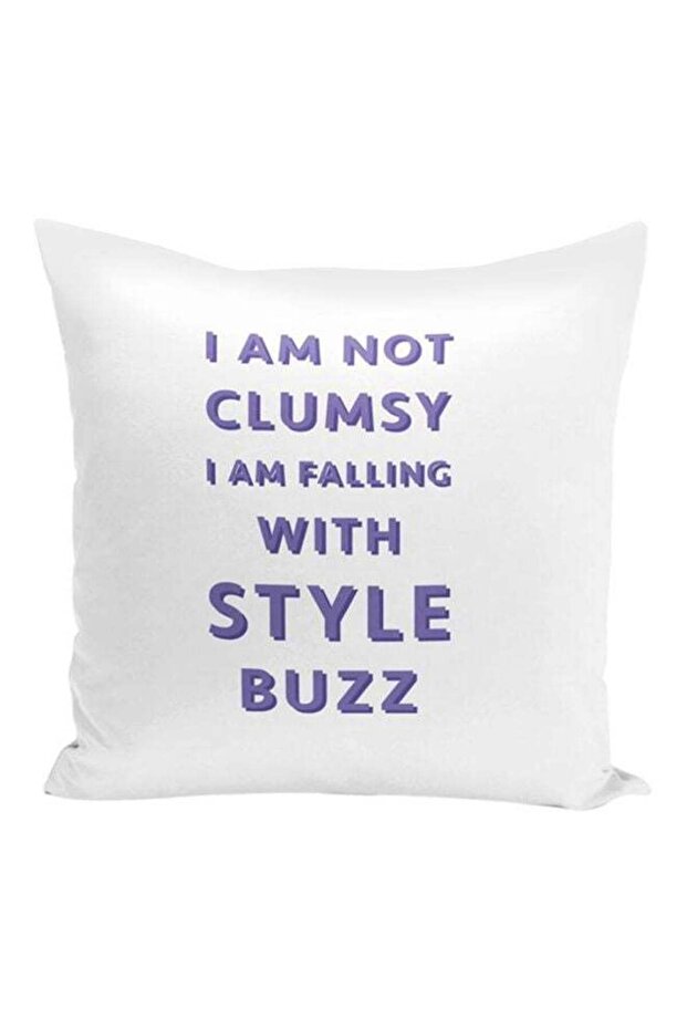 Buzz Clumsy Printed Decorative Pillow White/Purple 16x16inch