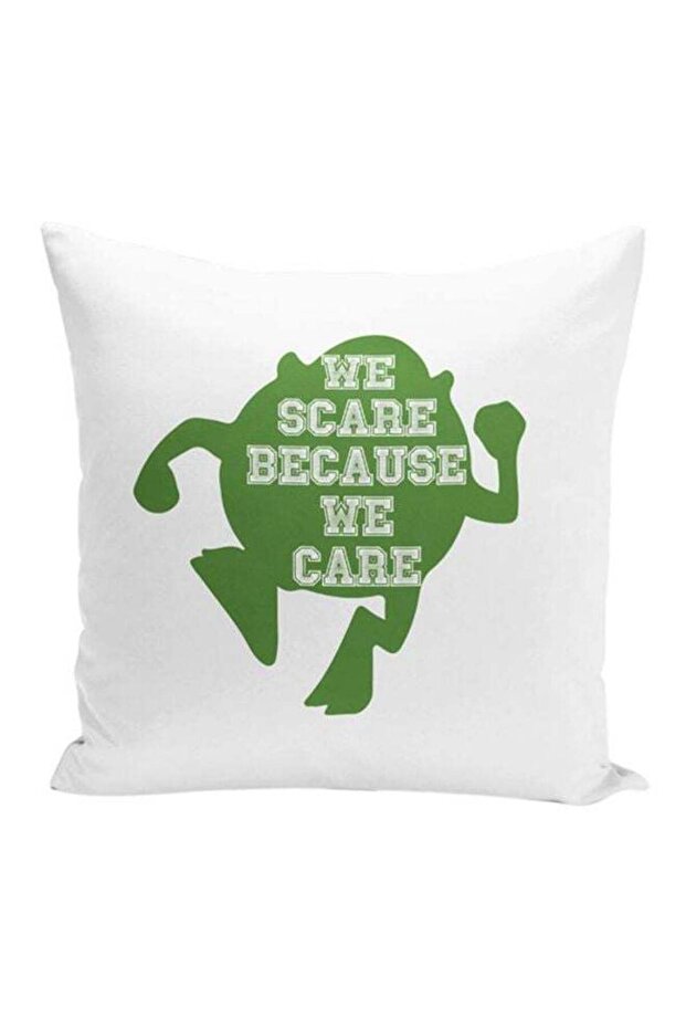 Monsters Inc Quote Printed Decorative Pillow White/Green 16x16inch