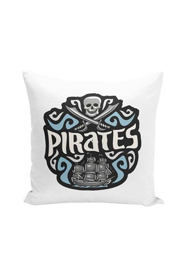 Pirates of the Caribbean Printed Decorative Pillow Grey/Blue/White 16x16inch