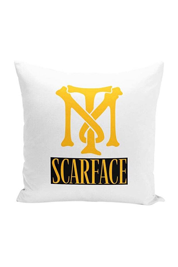 Tony Montana Management Decorative Throw Pillow White/Yellow/Black 16 x 16inch