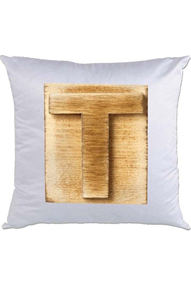 T-Printed Decorative Pillow White/Brown 40 x 40cm