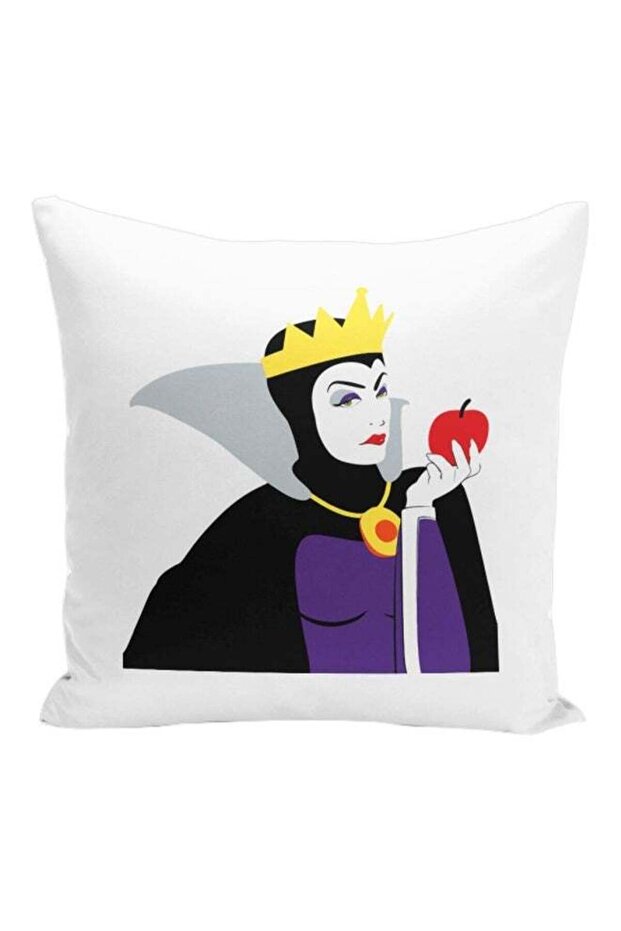Evil Queen Printed Decorative Pillow White/Black/Purple 16x16inch