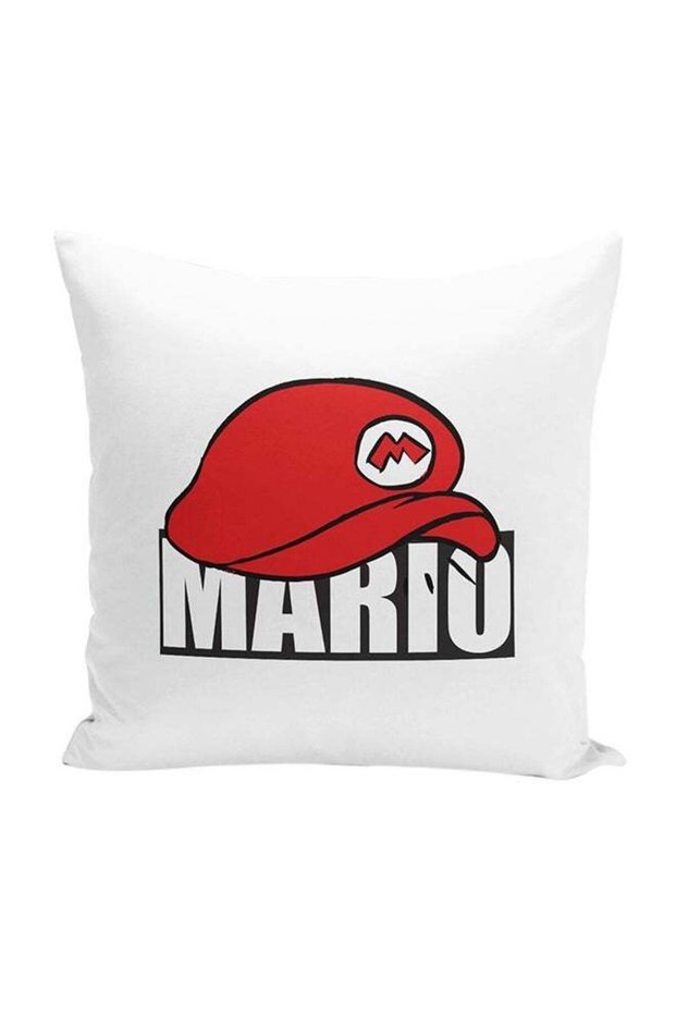 Mario Cap Throw Pillow With Stuffing Multicolour 16x16inch