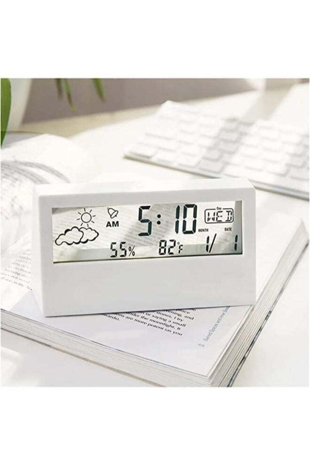 Digital Clock LCD Temperature Humidity Digital Clocks Bedside with Date and Alarm