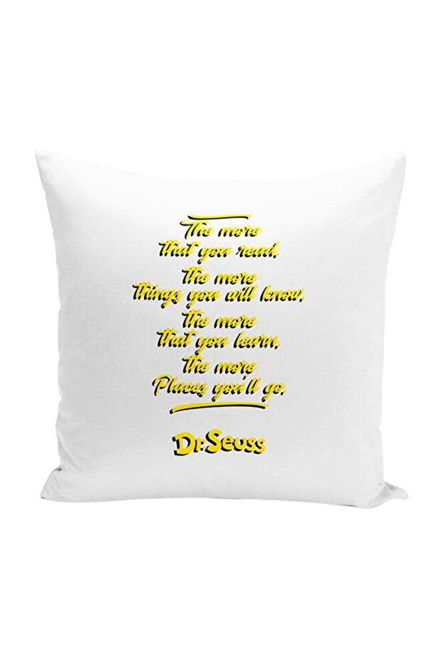 Dr Seuss Quote Throw Pillow With Stuffing White/Yellow 16x16inch