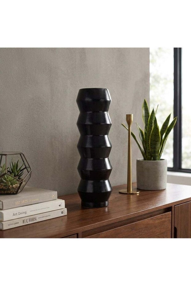 Mirabella Tall Ceramic Vase Black 13x42cm Modern Decor