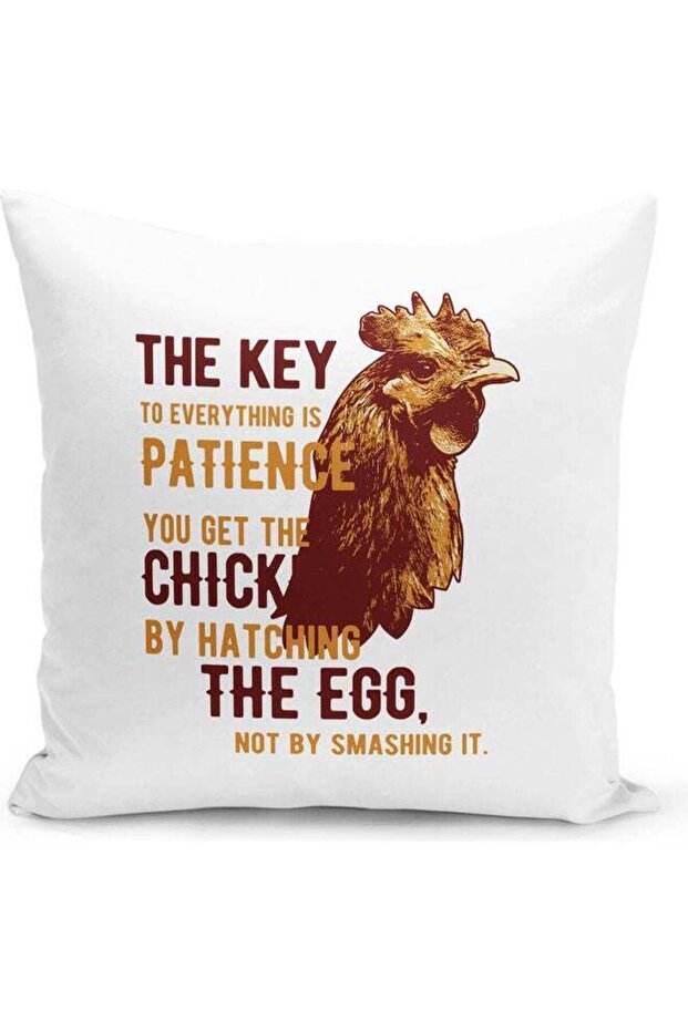 Rooster Quote Printed Decorative Throw Pillow White/Yellow/Red 40x40cm