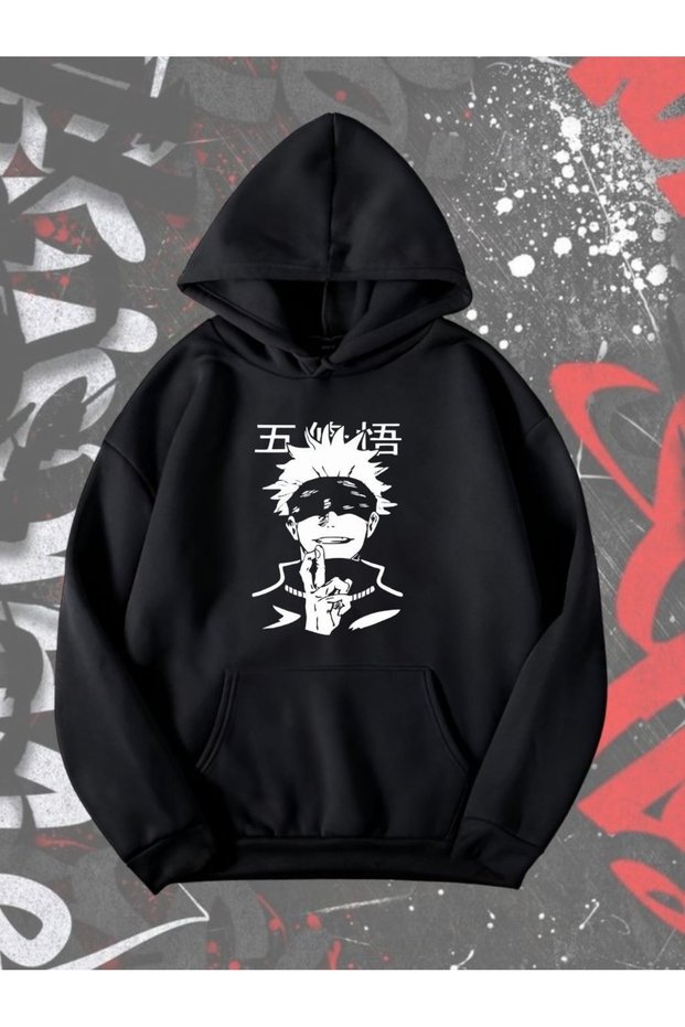 Jujutsu Kaisen Printed Premium Oversize Hooded 3 Thread Cotton Sweatshirt