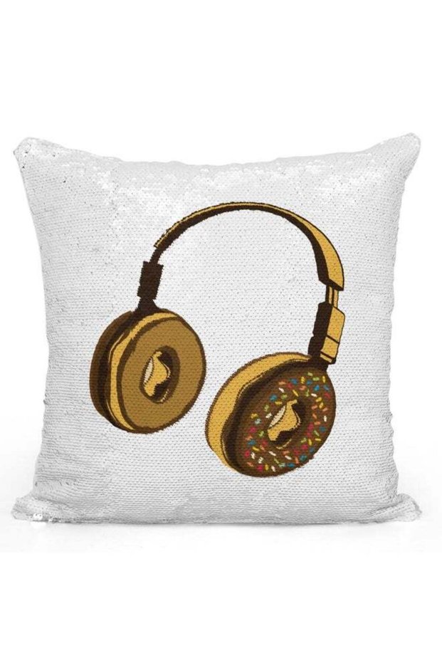 Headphone Printed Decorative Throw Pillow Multicolour