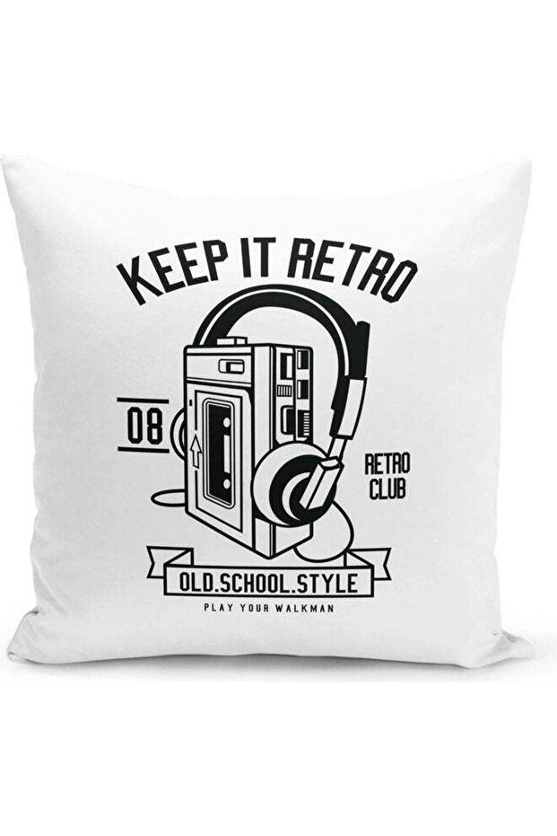 Juke Box Design Decorative Pillow White/Black