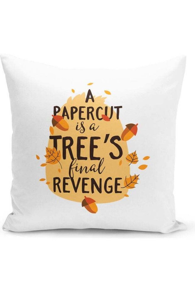 A Papercut Is A Tree Quote Printed Decorative Pillow Multicolour