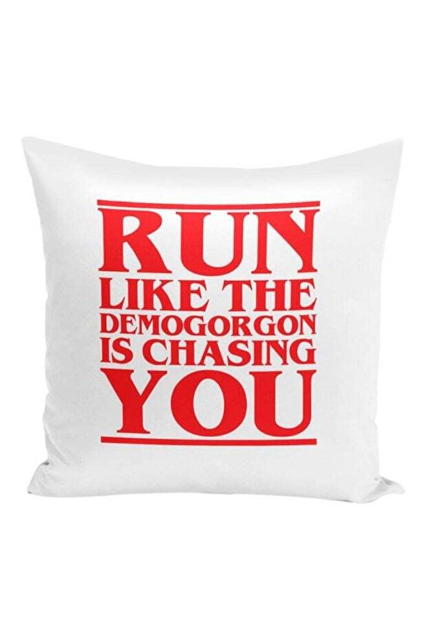 Quote Printed Decorative Pillow White/Red 16x16x7inch