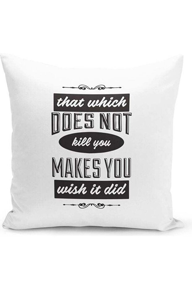 Wish And Kill Quote Decorative Pillow White/Black