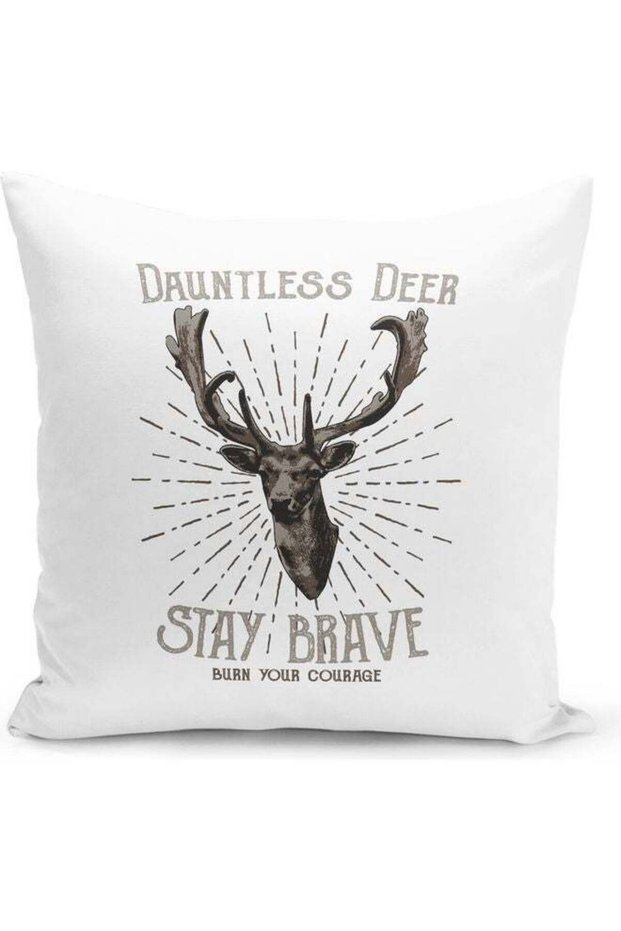 Dauntless Deer Quote Decorative Pillow Multicolour