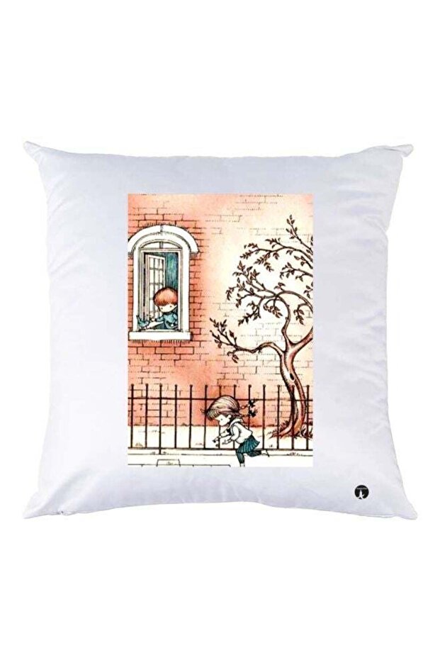 Scenery Printed Throw Pillow White/Beige/Blue 30x30cm