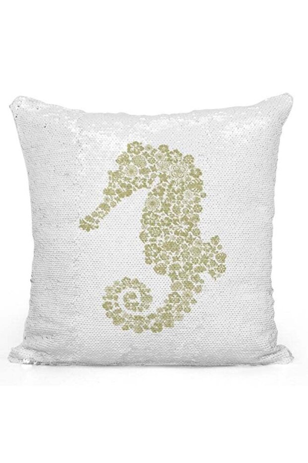 Decorative Throw Pillow Gold Colour White