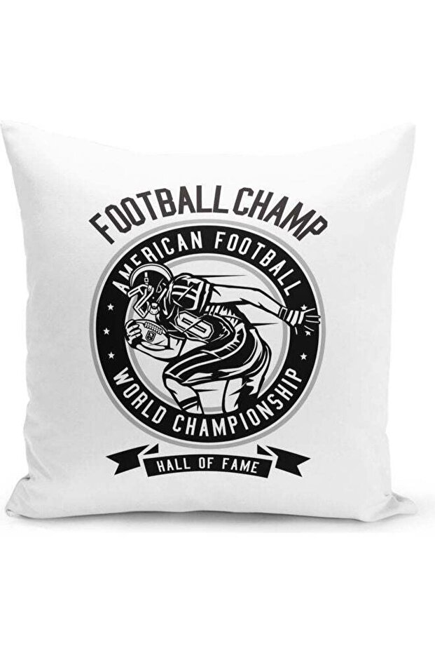 Football Champion Decorative Pillow White/Black
