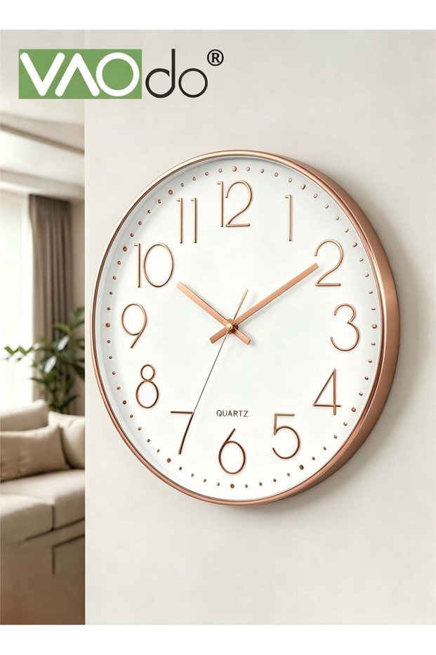 14 Inch Round Wall Clock, Silent Non Ticking Quartz Clock, Battery Operated Wall Clock, for Living