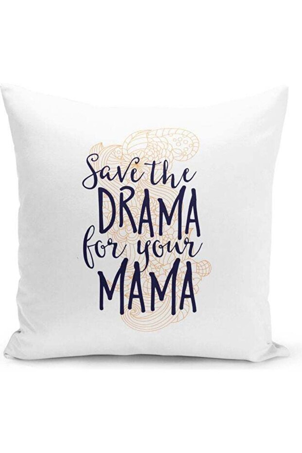 Save The Drama Decorative Throw Pillow White/Black