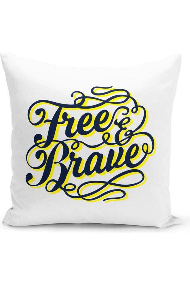 Free And Brave Themed Decorative Throw Pillow Multicolour