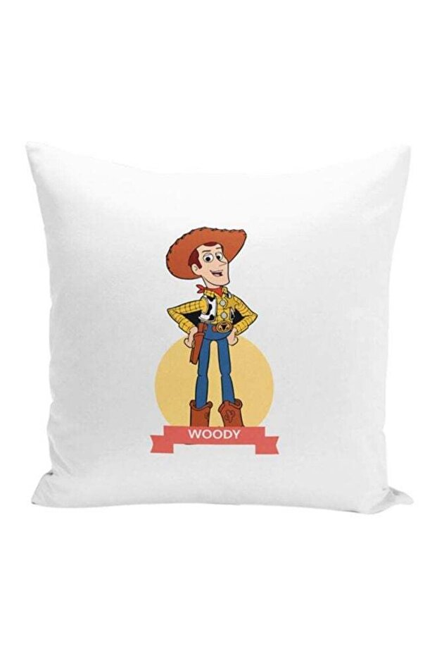 Woody Toy Story Printed Decorative Pillow White/Red/Yellow 16x16x7inch