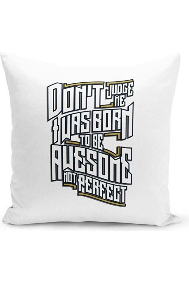 Dont Judge Me Quote Printed Decorative Throw Pillow White/Grey 40x40cm