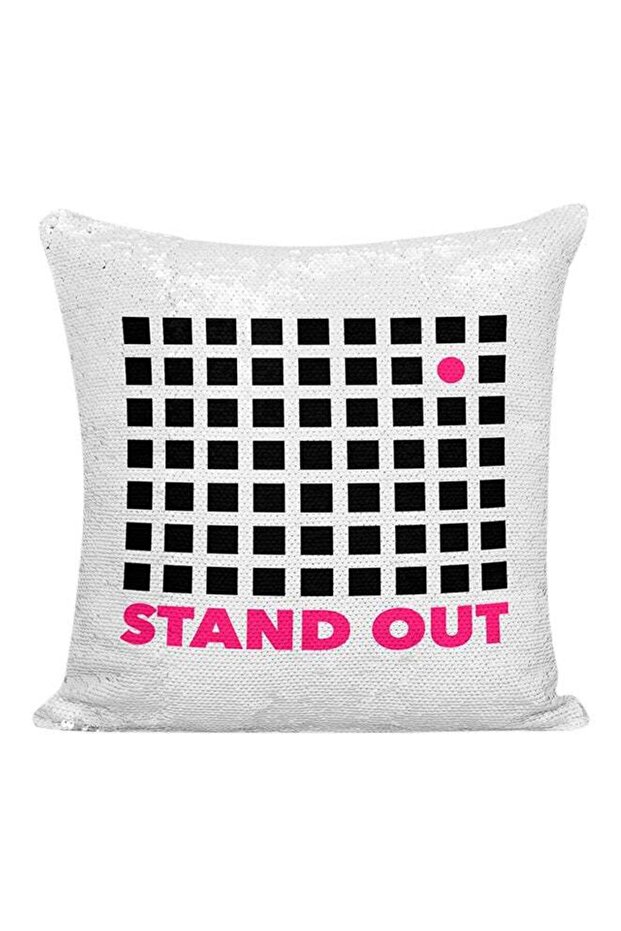 Stand Out In The Crowd Sequin Cushion Silver/White/Black 16x16inch