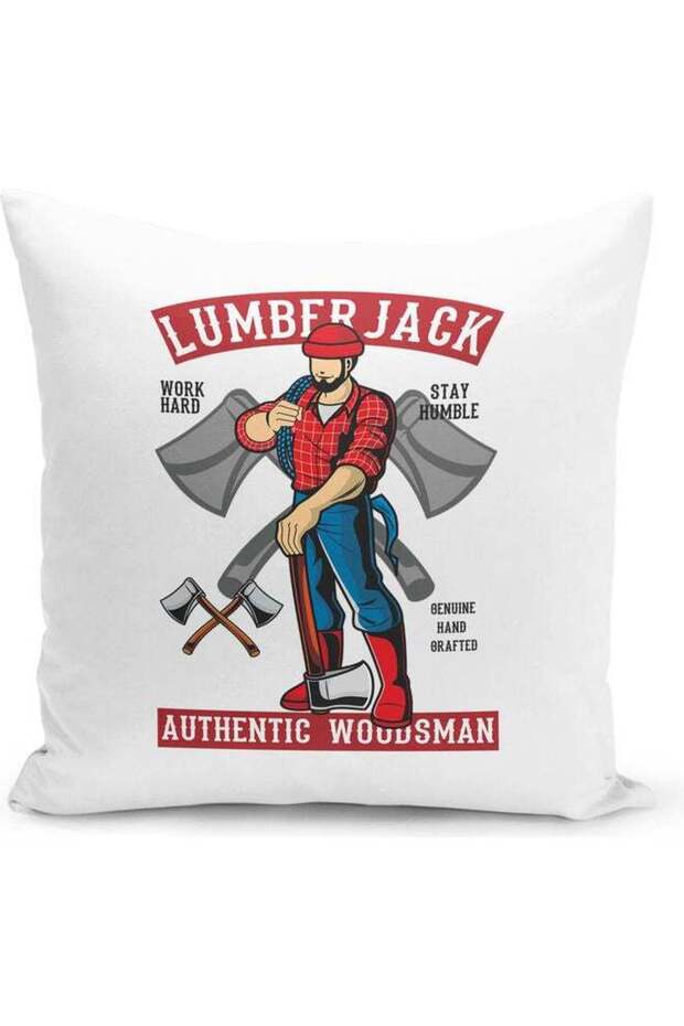 Wood Man Life Themed Decorative Throw Pillow Multicolour
