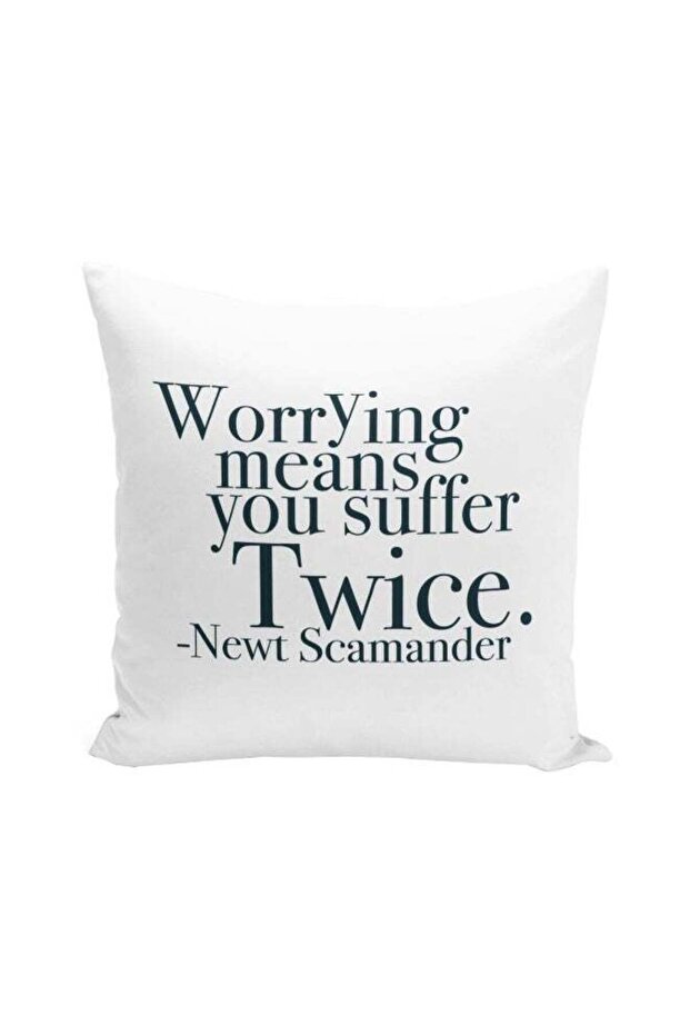 Newt Scamander Quote Printed Decorative Pillow White/Green 16x16inch