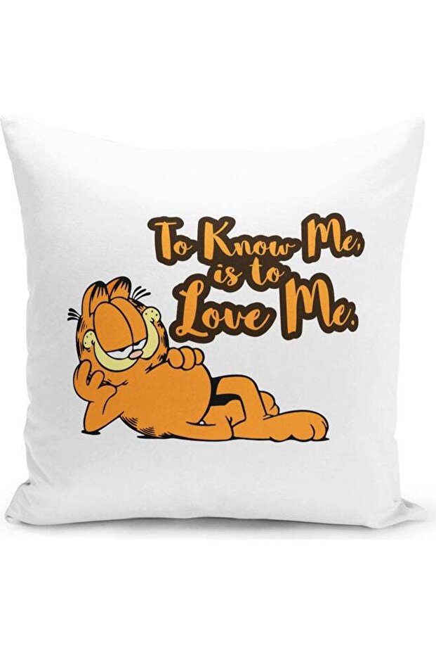 Garfield To Know Me Is To Love Quote Themed Throw Pillow White/Pink/Yellow 16x16inch