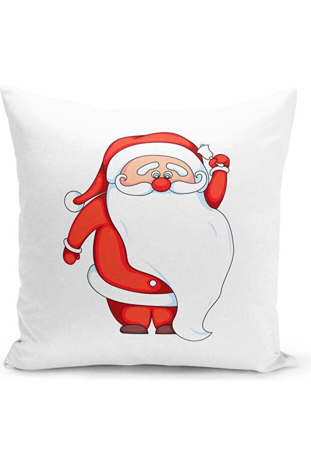 Santa Claus Themed Decorative Throw Pillow White/Red/Beige 40x40cm