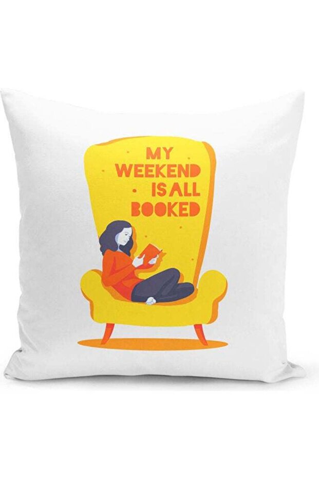 Book Reading Decorative Throw Pillow White/Yellow