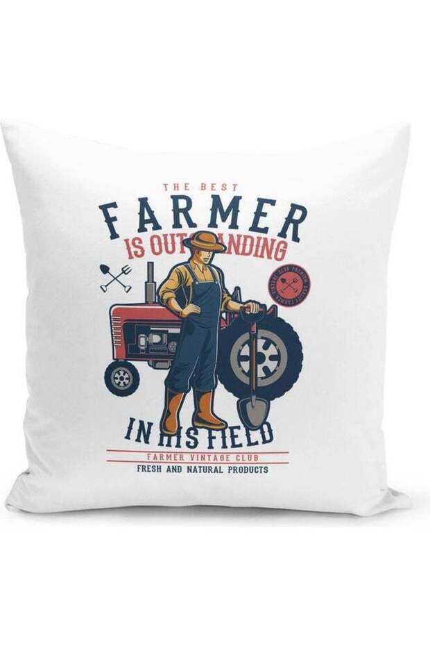 Farmer Gift Themed Decorative Throw Pillow Multicolour