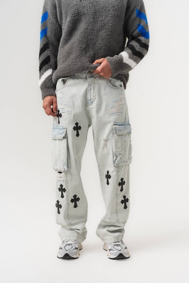 Saint Kargo Pocket and Patch Detailed Jean Baggy Men's Trousers