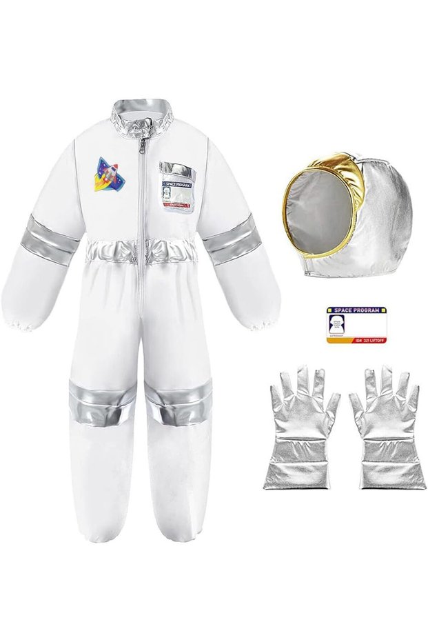 Children's Astronaut Space Costume Space Pretend Dress Up Role Play Set for Kids Cosplay Ages 4-7