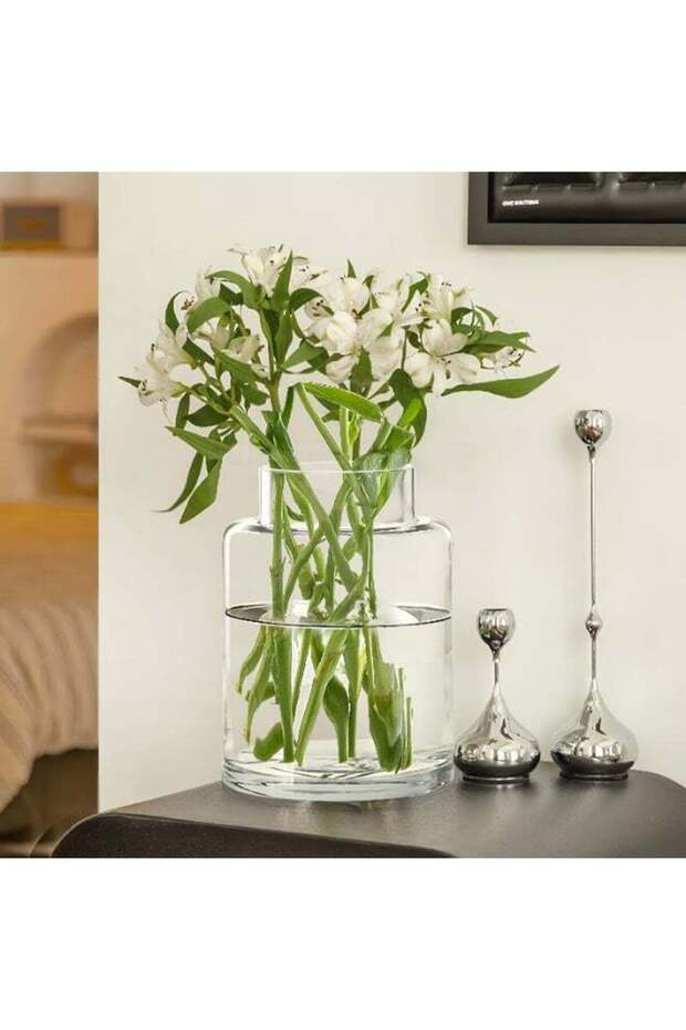 Clear Glass Vases Flower Vases for Centerpieces 9" Large Glass Cylinder Vase for Home Wedding Party